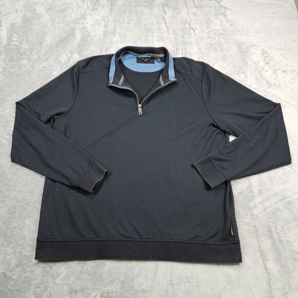 Ted Baker Top Mens 6 XXL Black Caravan 1/4 Zip Slim Fit Lightweight Golf Sweater - Picture 1 of 11